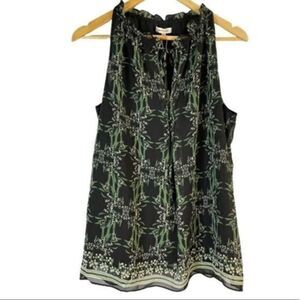 Max Studio Keyhole Neck Self-Tie Closure Sleeveless Floral Top Black M NWT